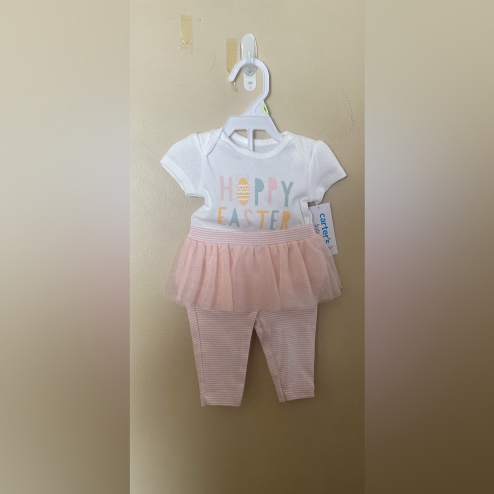 Happy Easter Baby Outfit with Pink Tutu